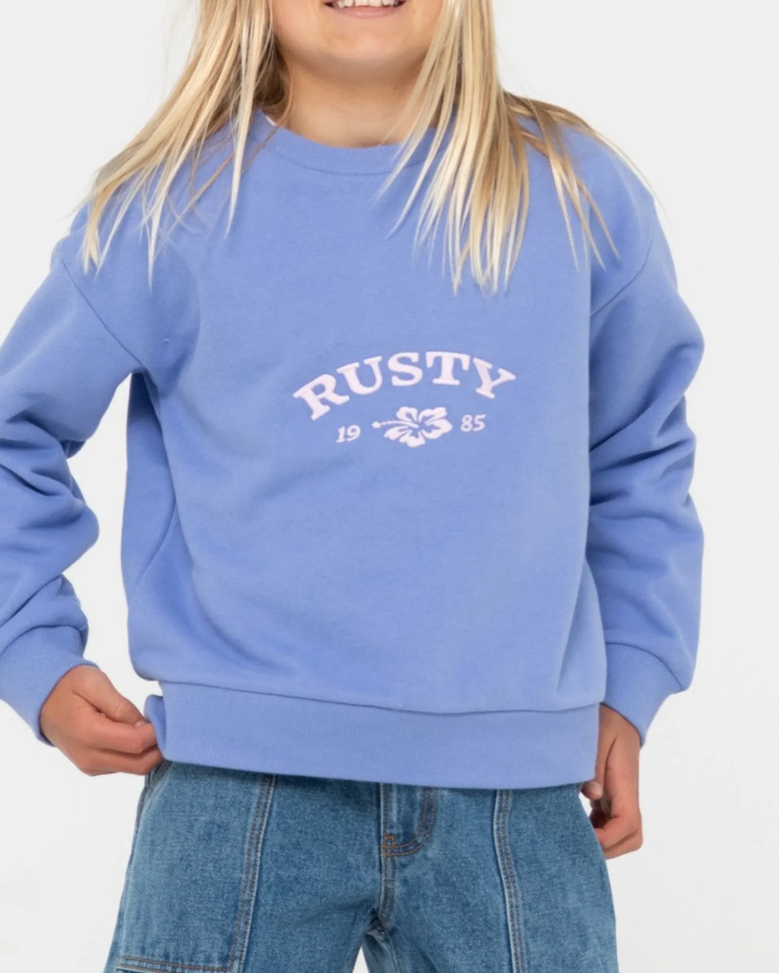 Thriving Relaxed Crew Fleece Girls | Rusty Best Sale