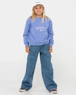 Thriving Relaxed Crew Fleece Girls | Rusty Best Sale
