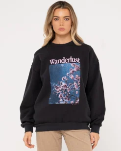 Wanderlust Oversize Graphic Crew Fleece | Rusty Outlet