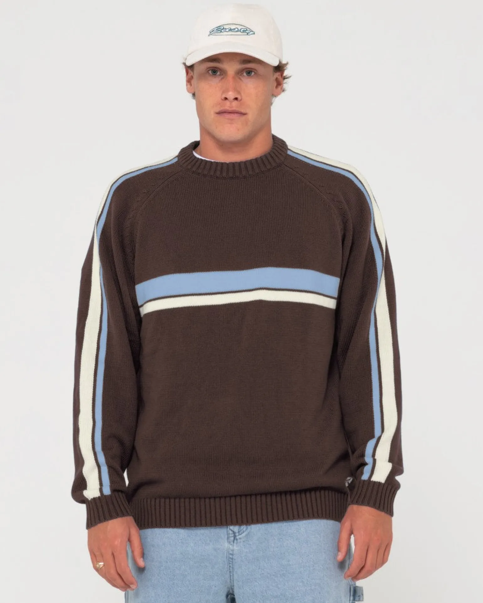 White Lines Crew Neck Knit Sweater | Rusty Online