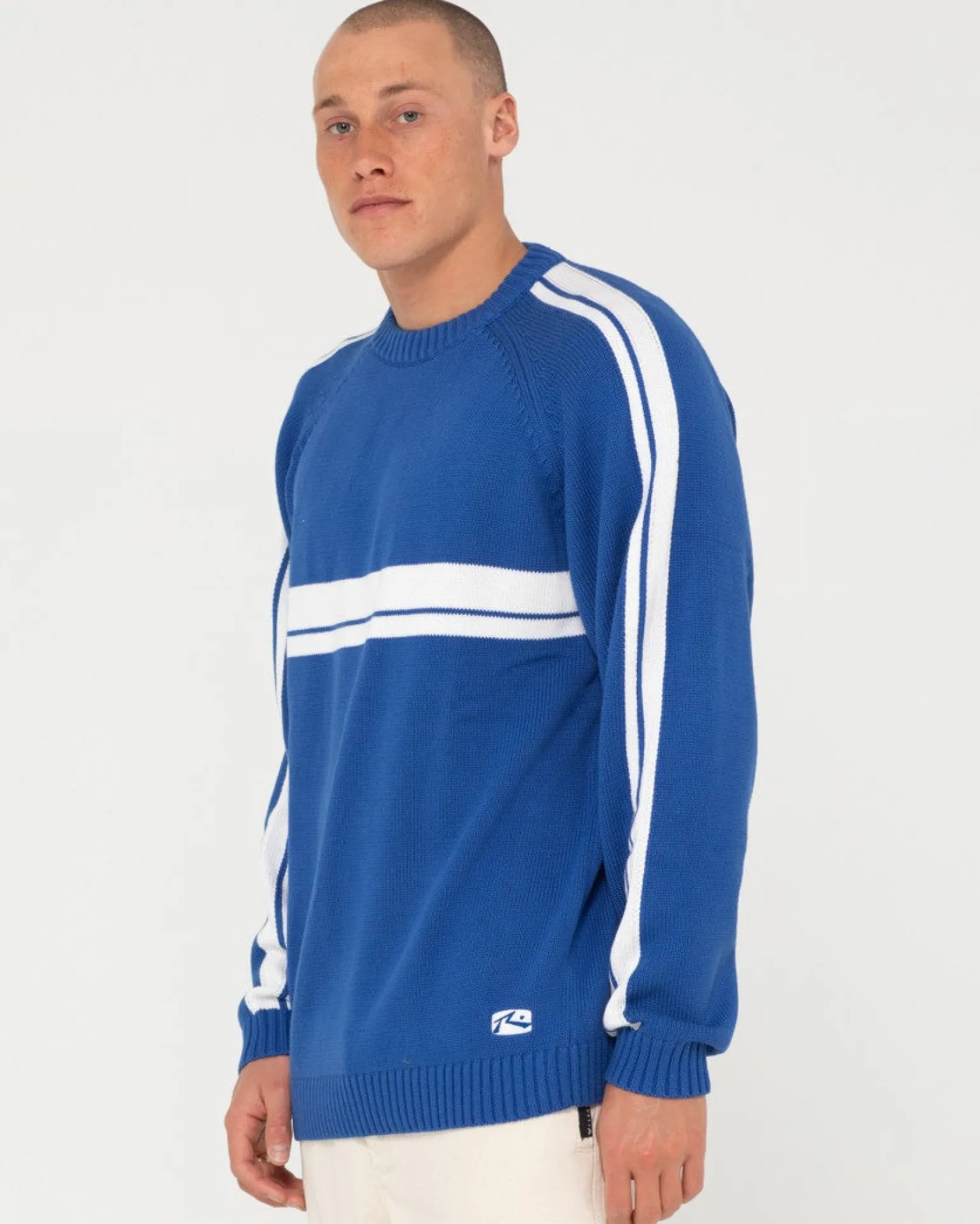 White Lines Crew Neck Knit Sweater | Rusty Flash Sale