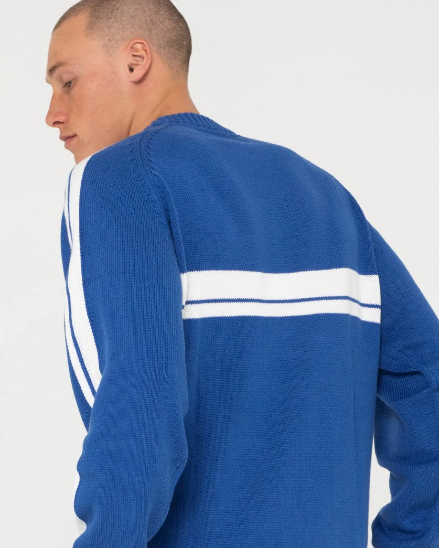 White Lines Crew Neck Knit Sweater | Rusty Flash Sale