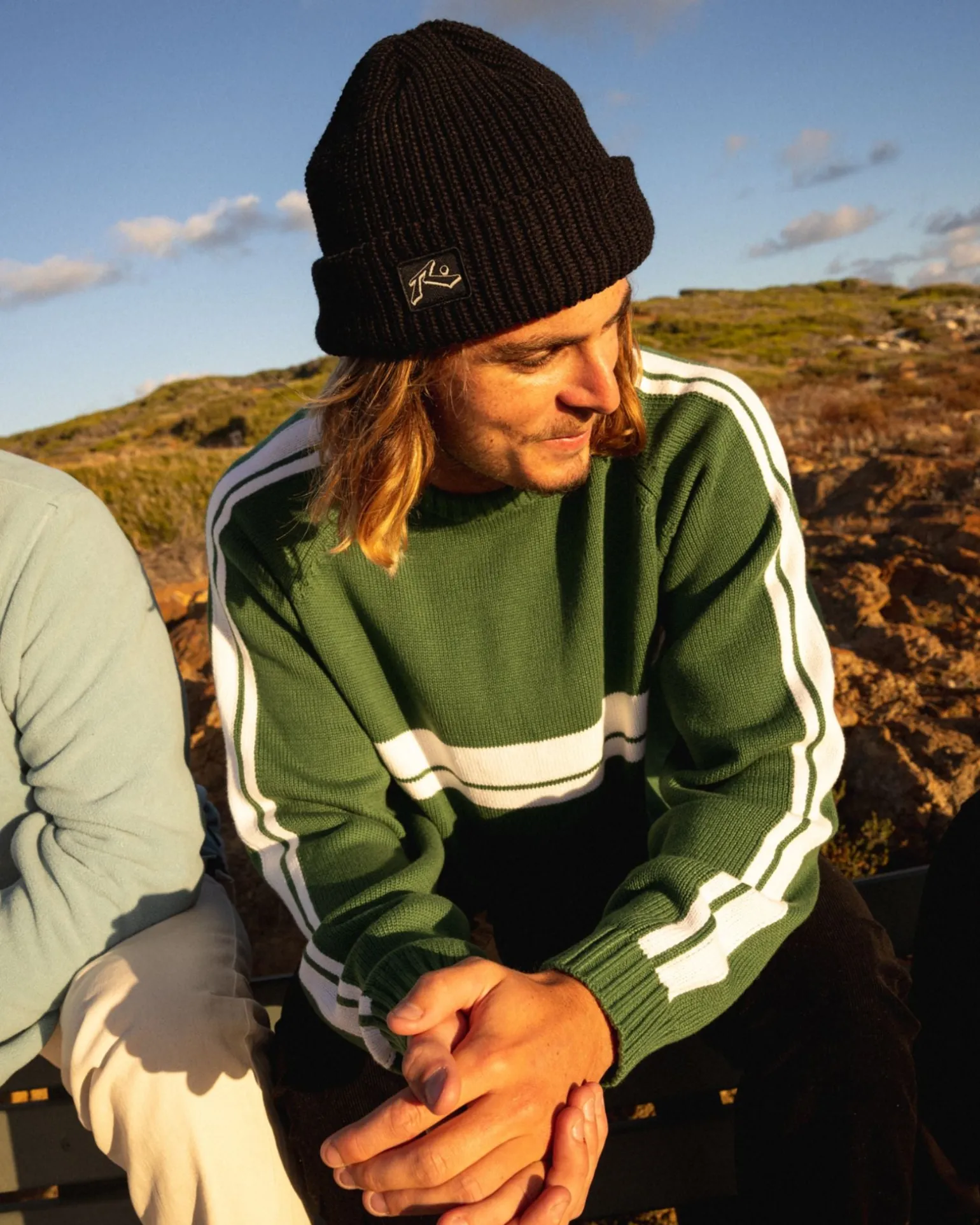 White Lines Crew Neck Knit Sweater | Rusty Best Sale