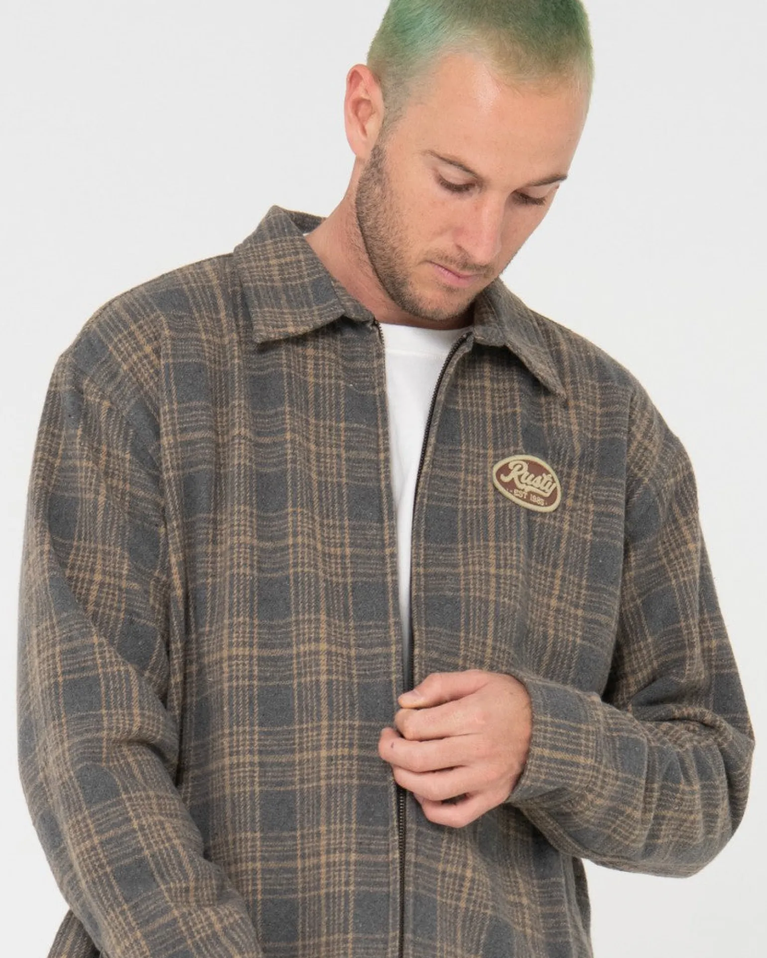 Woodchuck Woven Plaid Zip Up Jacket | Rusty Flash Sale